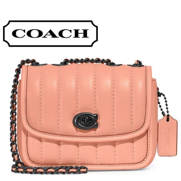 RETAIL COACH Quilted Turnlock Crossbody in Blush with Gun Metal Hardware - Picture 1 of 13